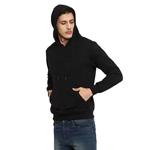 Alan Jones Clothing Men's Fleece Hooded Hoodies (SS19-RNHD11-BCK-L_Black_Large)