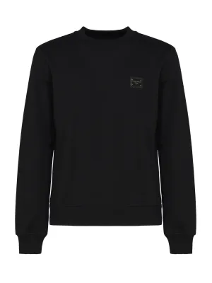 Black Jersey Sweatshirt with Logo