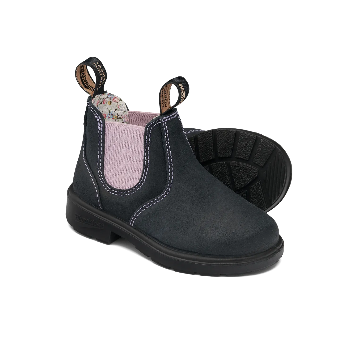 Blundstone 2195 - Kids Navy Suede with Pale Pink Elastic