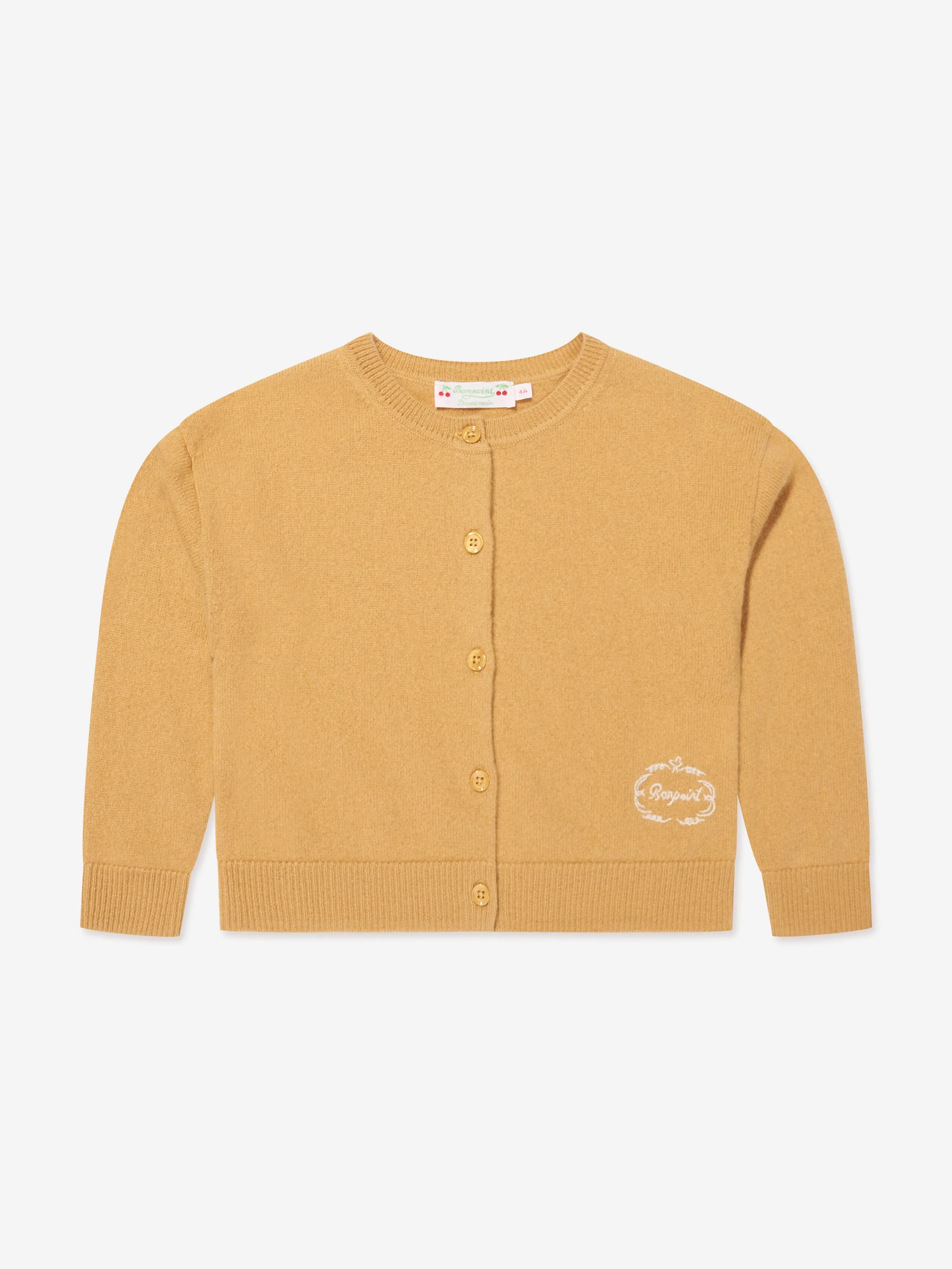 Bonpoint Girls Tabara Cashmere Cardigan in Yellow