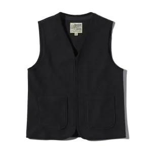 Burnham Boiled Wool Zip Up Vest  - Charcoal