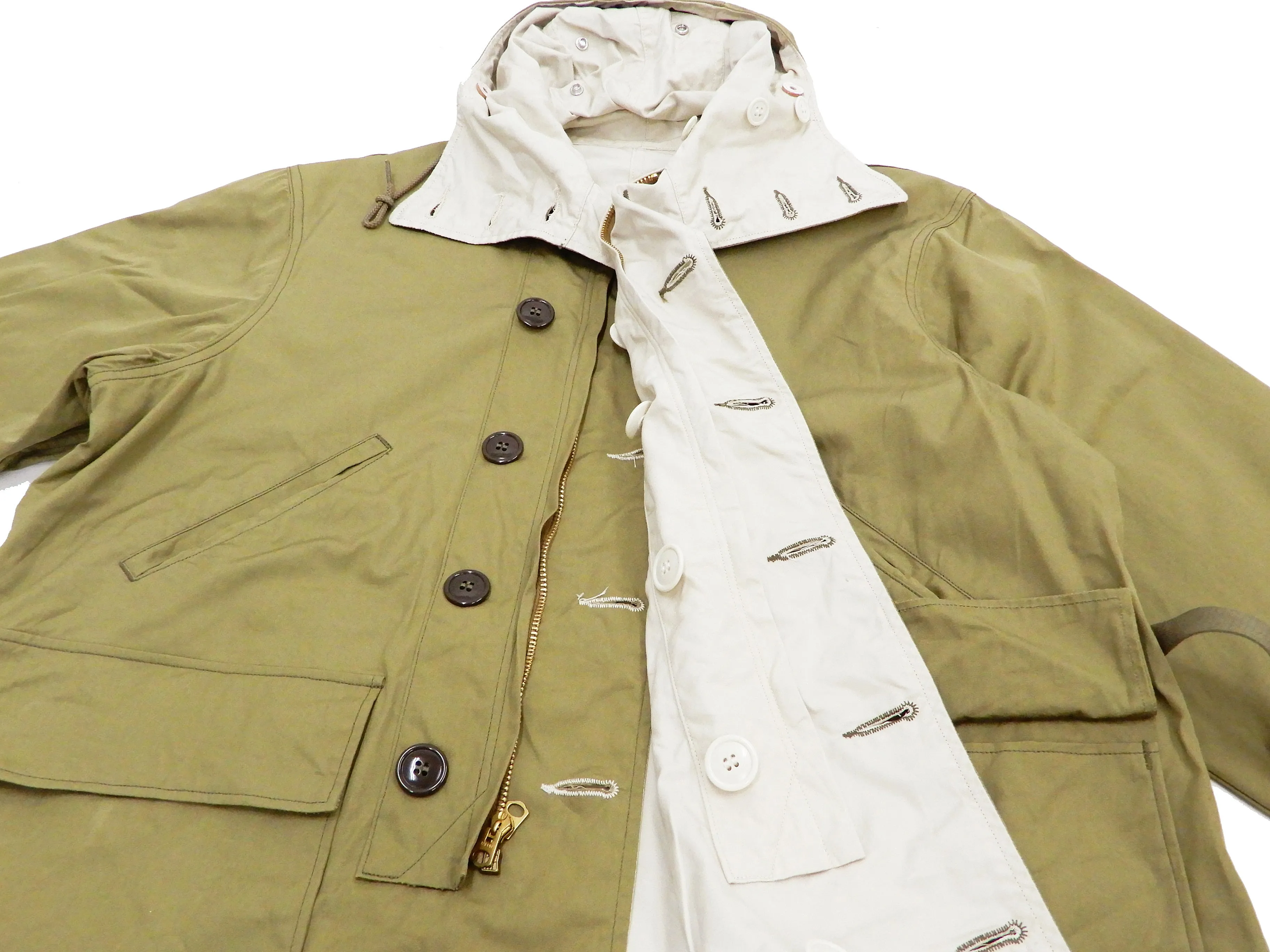 Buzz Rickson Parka Men's WW2 US Army M-42 Military hooded Long Overcoat BR14866 Olive Drab