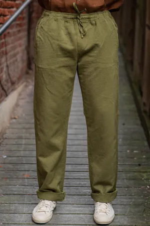 C.O.F. Drawstring Pants - Light Cotton Linen Olive