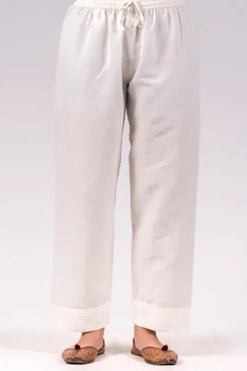 Dharan 'Linen Straight Pants' White Straight Pants