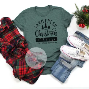 Farm Fresh Christmas Trees Shirt Grunge Style Cute Winter Christmas Shirt Holiday Tee