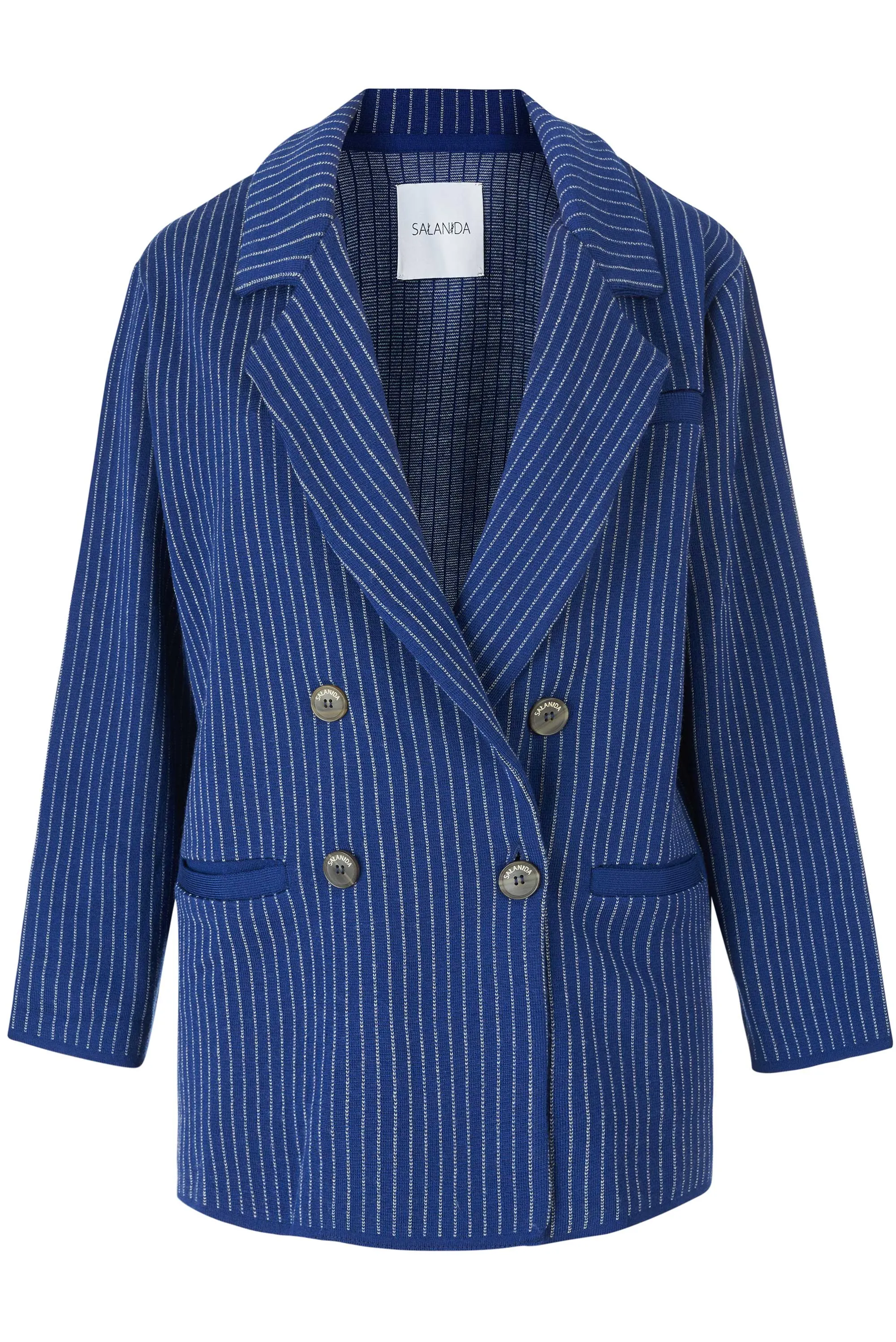 Forza Pinstripe Knitted 100% Merino Blazer Navy