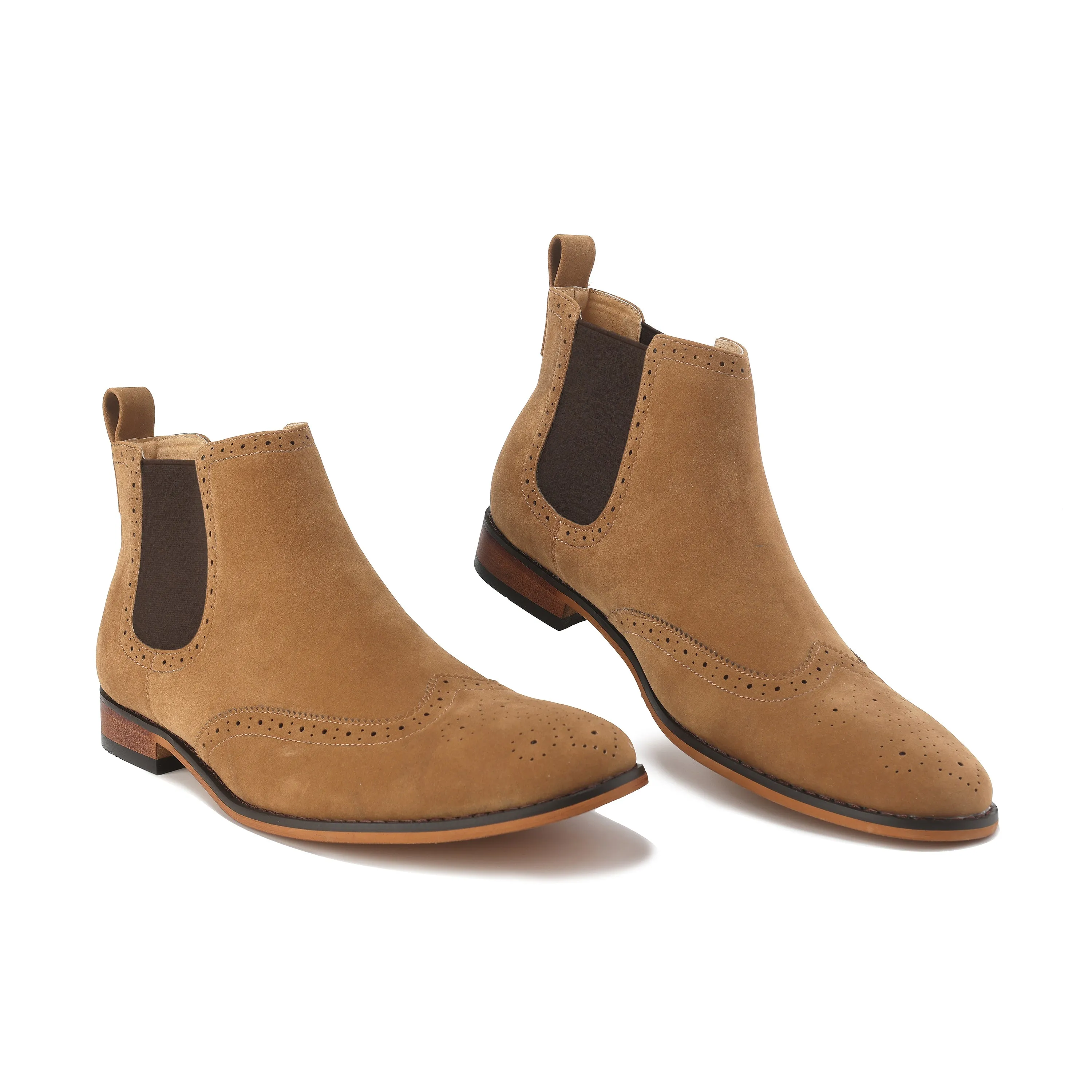 Gino Vitale Men's Slip On Wing Tip Chelsea Boots