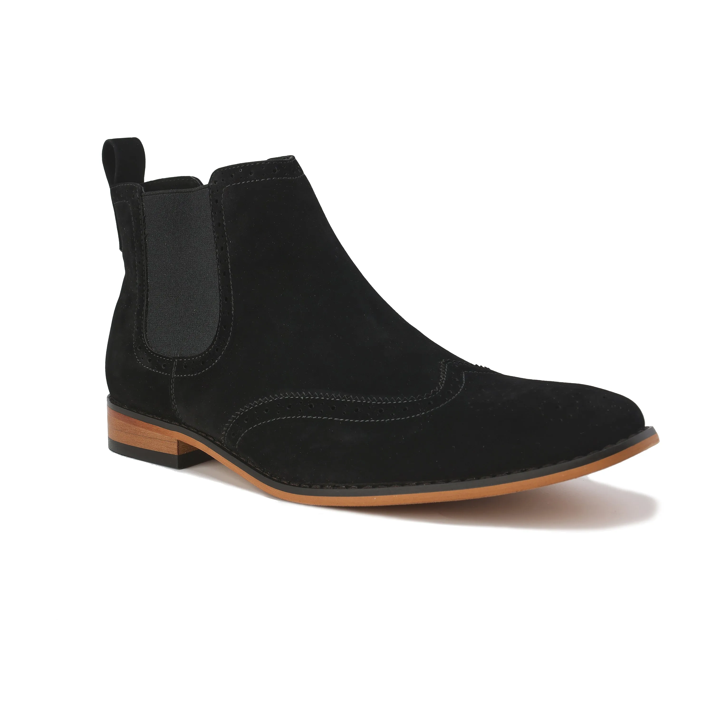 Gino Vitale Men's Slip On Wing Tip Chelsea Boots