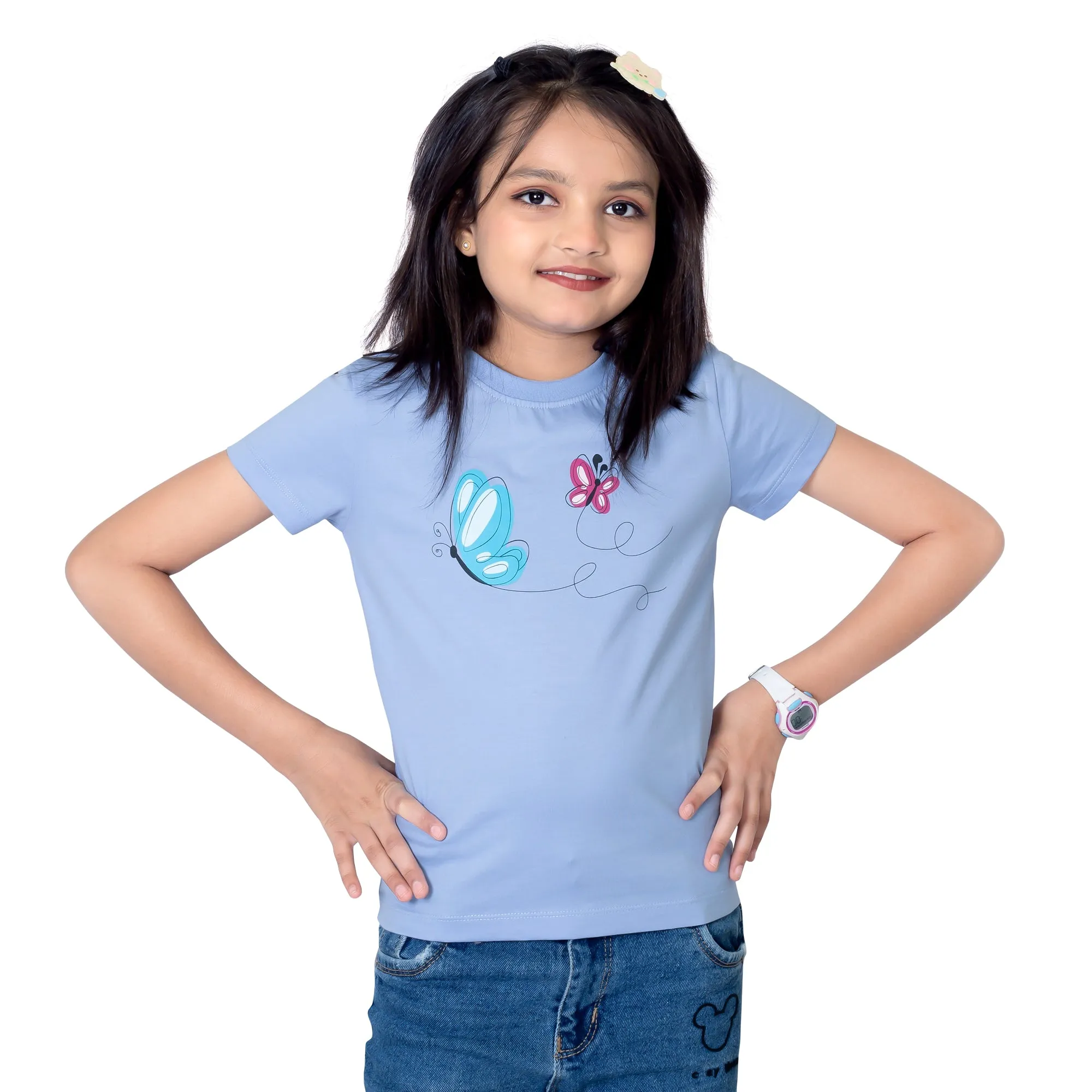 Girls Fresh Sky Round Neck T-Shirt