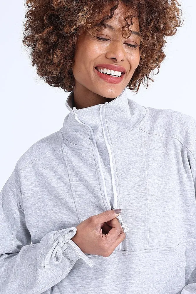 Gray Modal Zip Sweatshirt