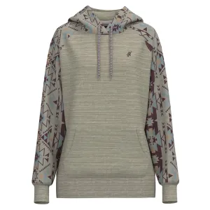 Hooey Ladies Brown with Aztec Sleeves Hoody