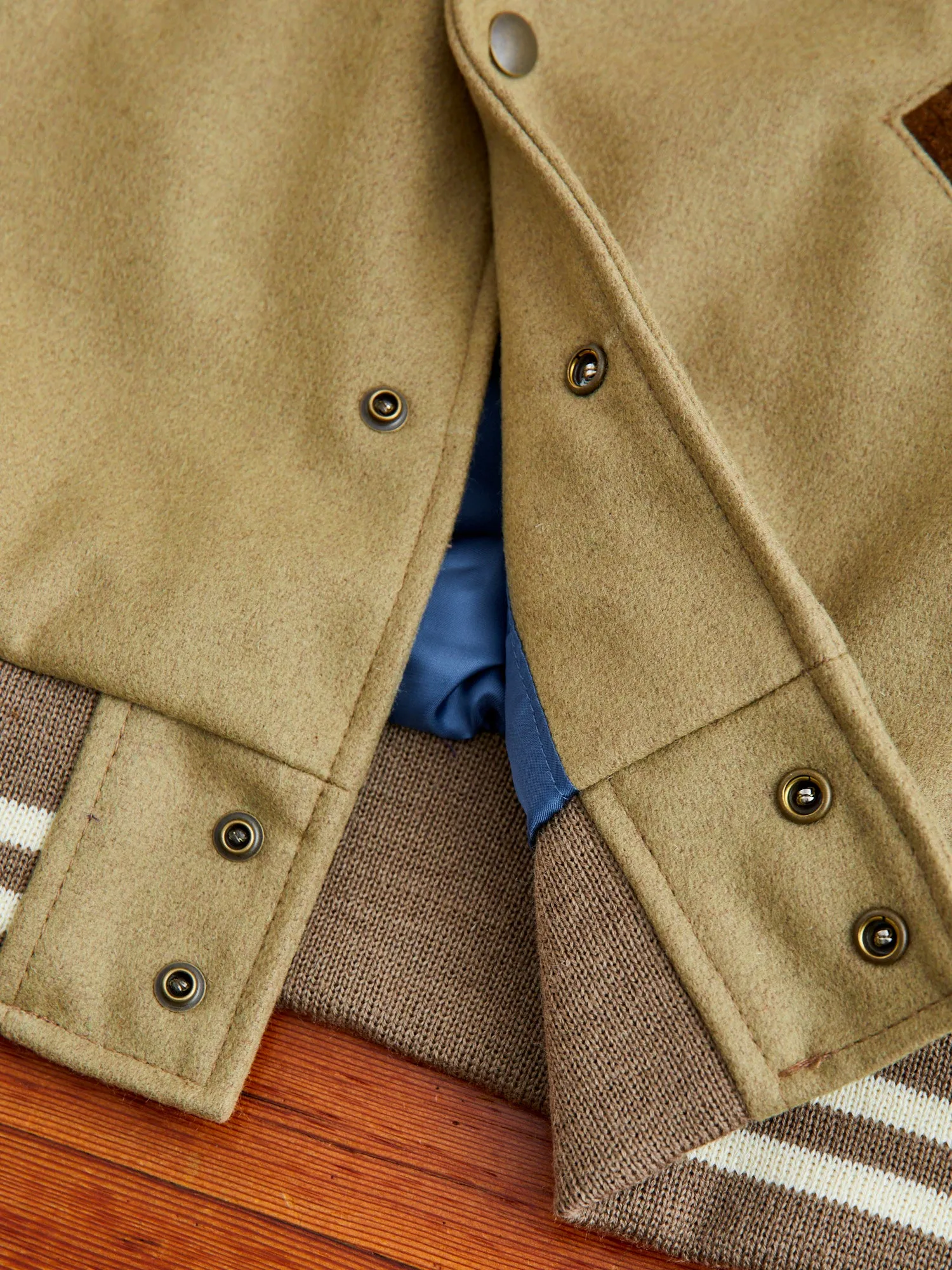 Ivy Varsity Jacket in Camel Roughout