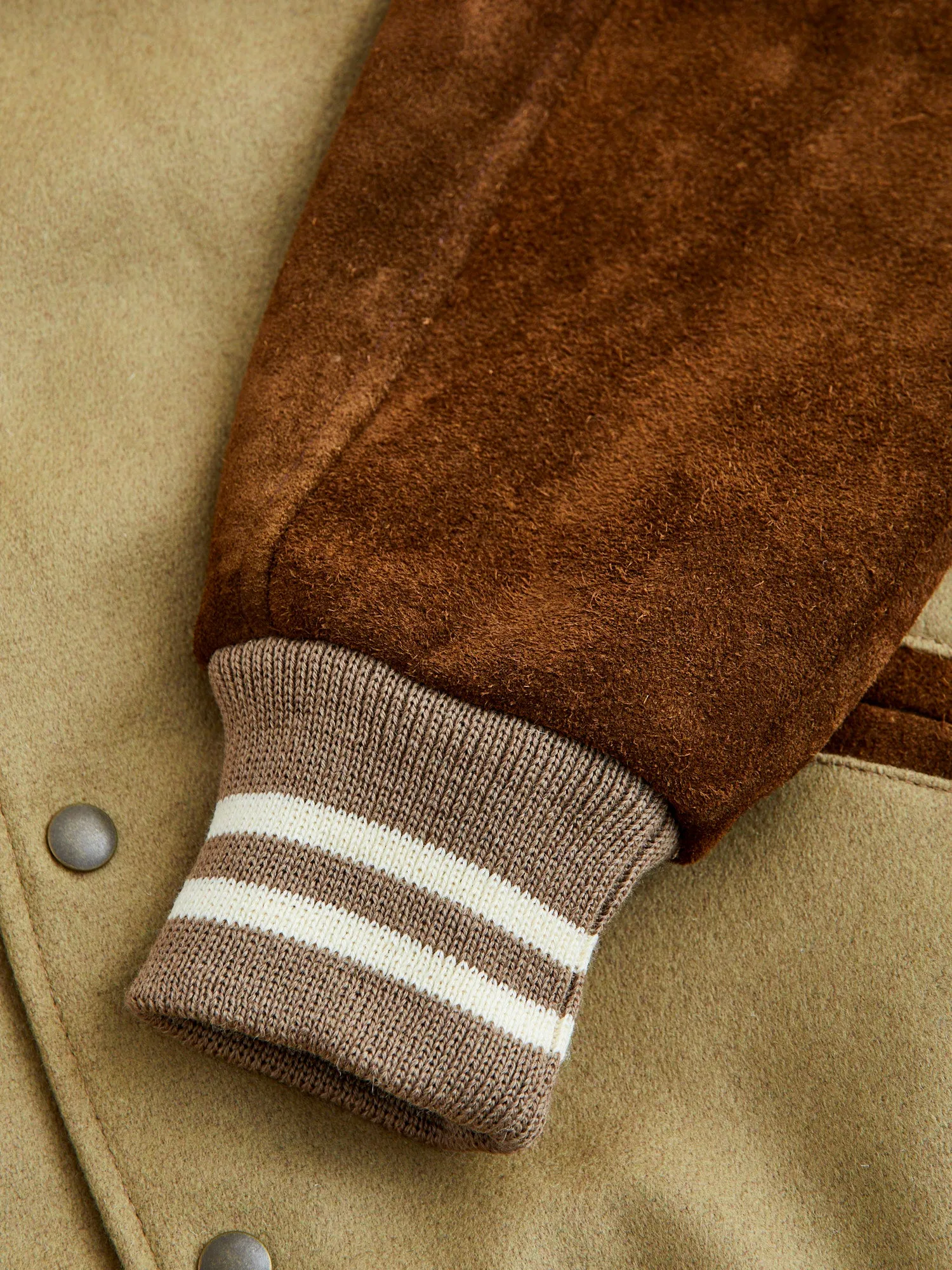 Ivy Varsity Jacket in Camel Roughout