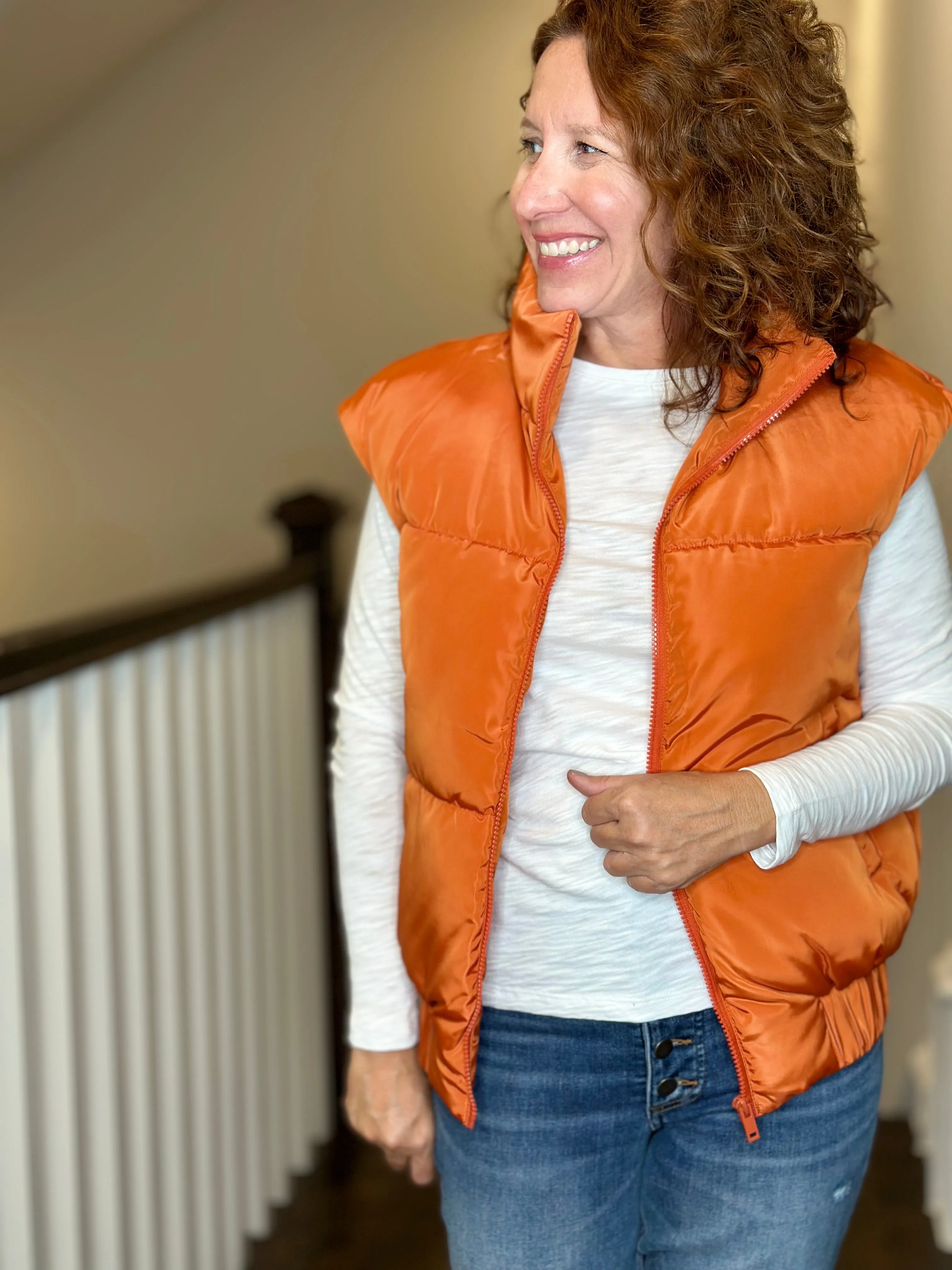 Love Token Vika Puffer Vest in Brick