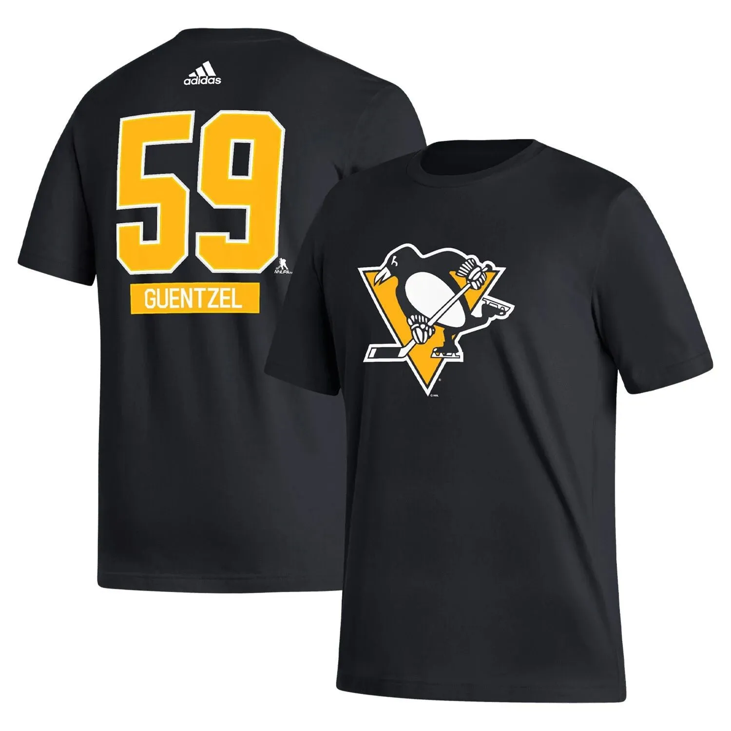 Men's adidas Jake Guentzel Pittsburgh Penguins Fresh Black Name and Number T-Shirt