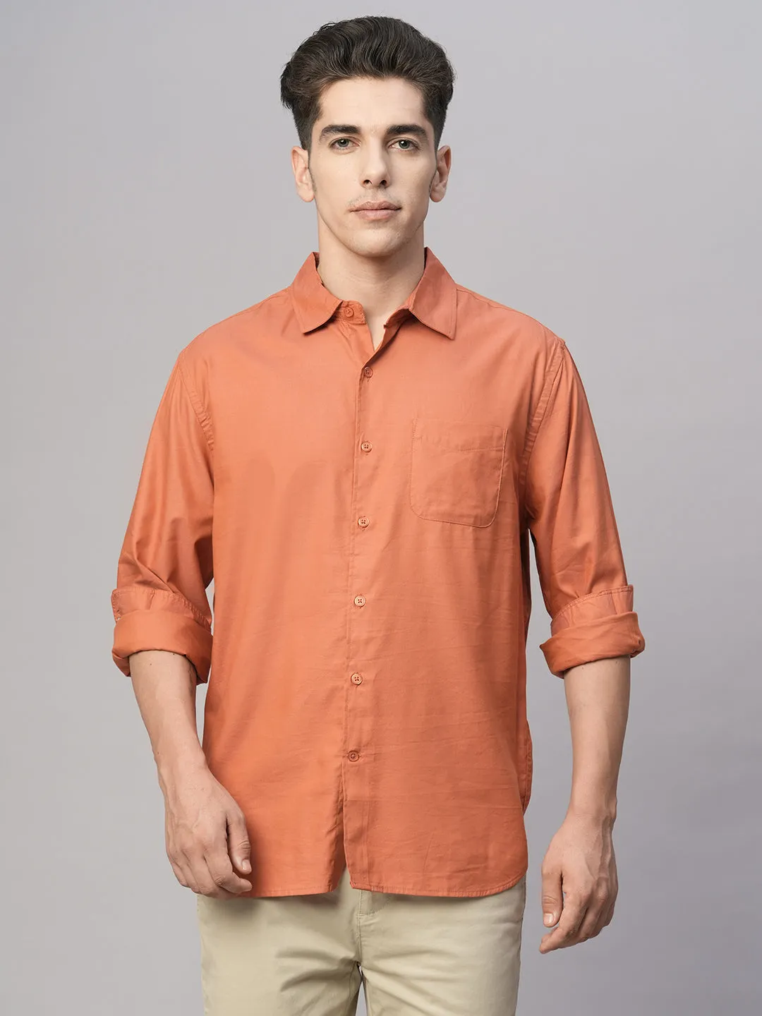 Men's Brick Cotton Modal Loose Fit Shirt