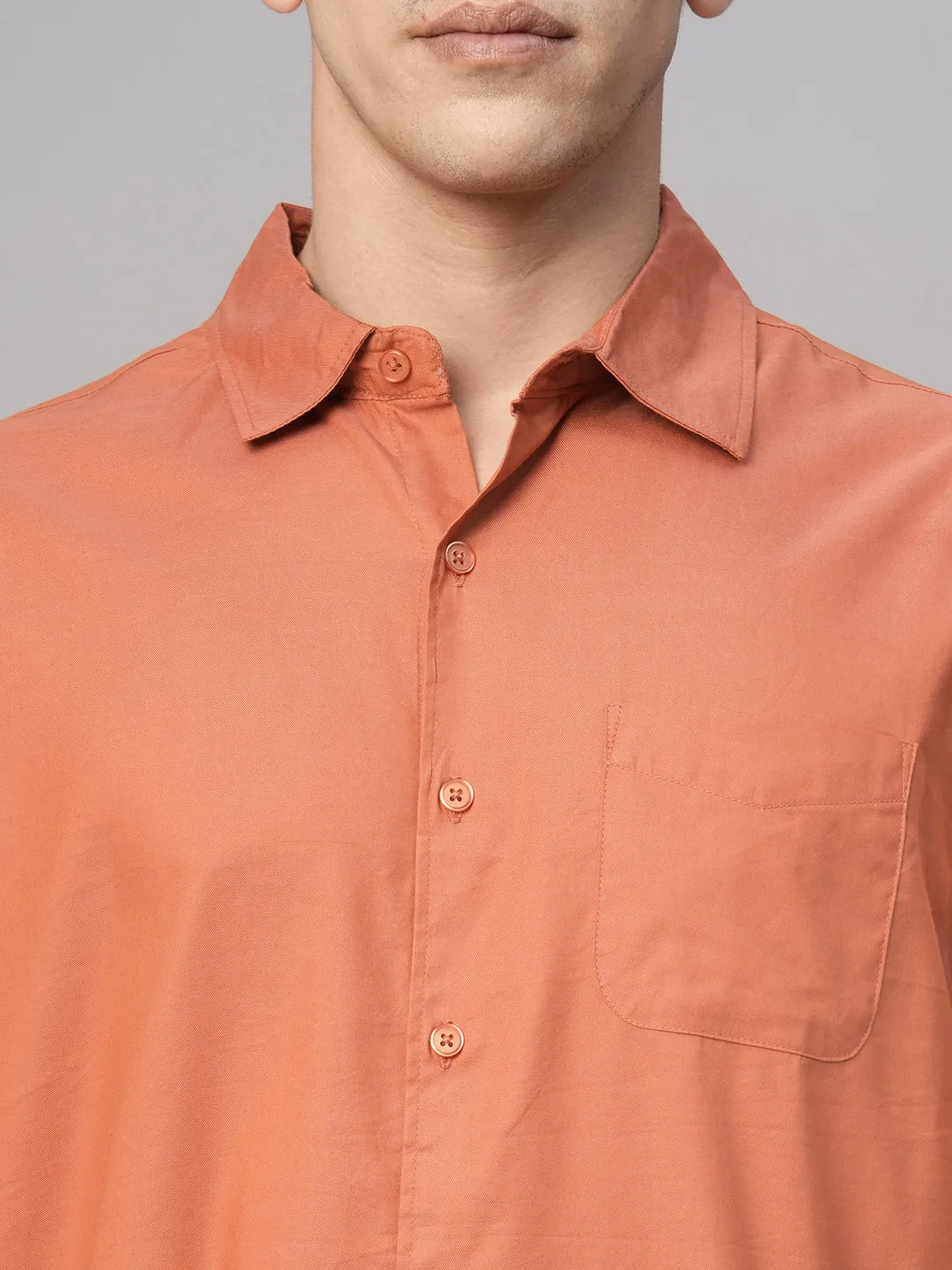 Men's Brick Cotton Modal Loose Fit Shirt