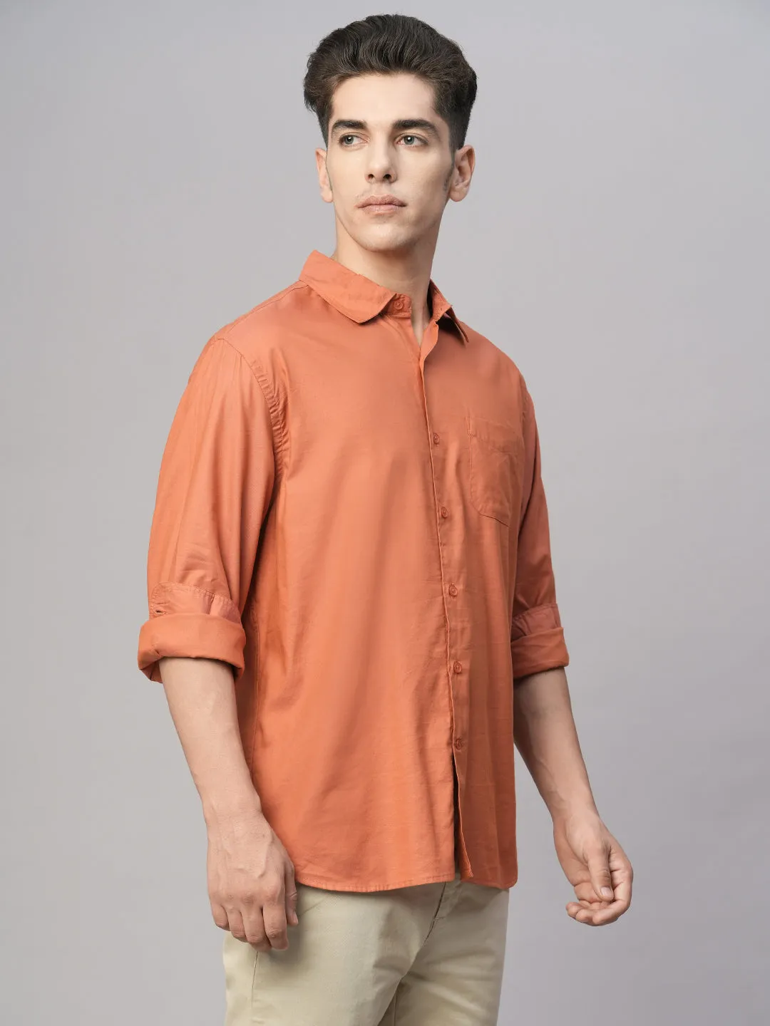 Men's Brick Cotton Modal Loose Fit Shirt