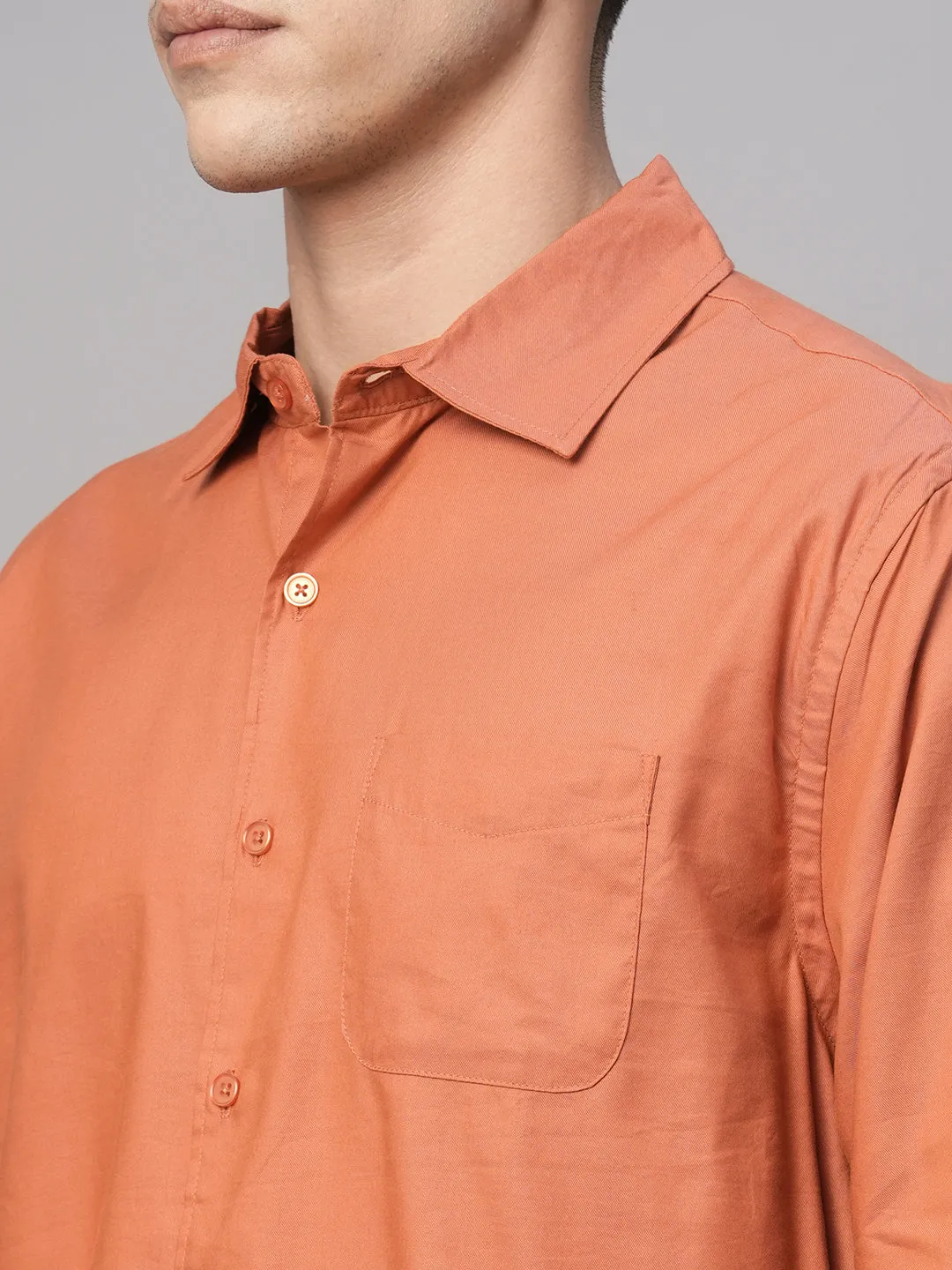 Men's Brick Cotton Modal Loose Fit Shirt