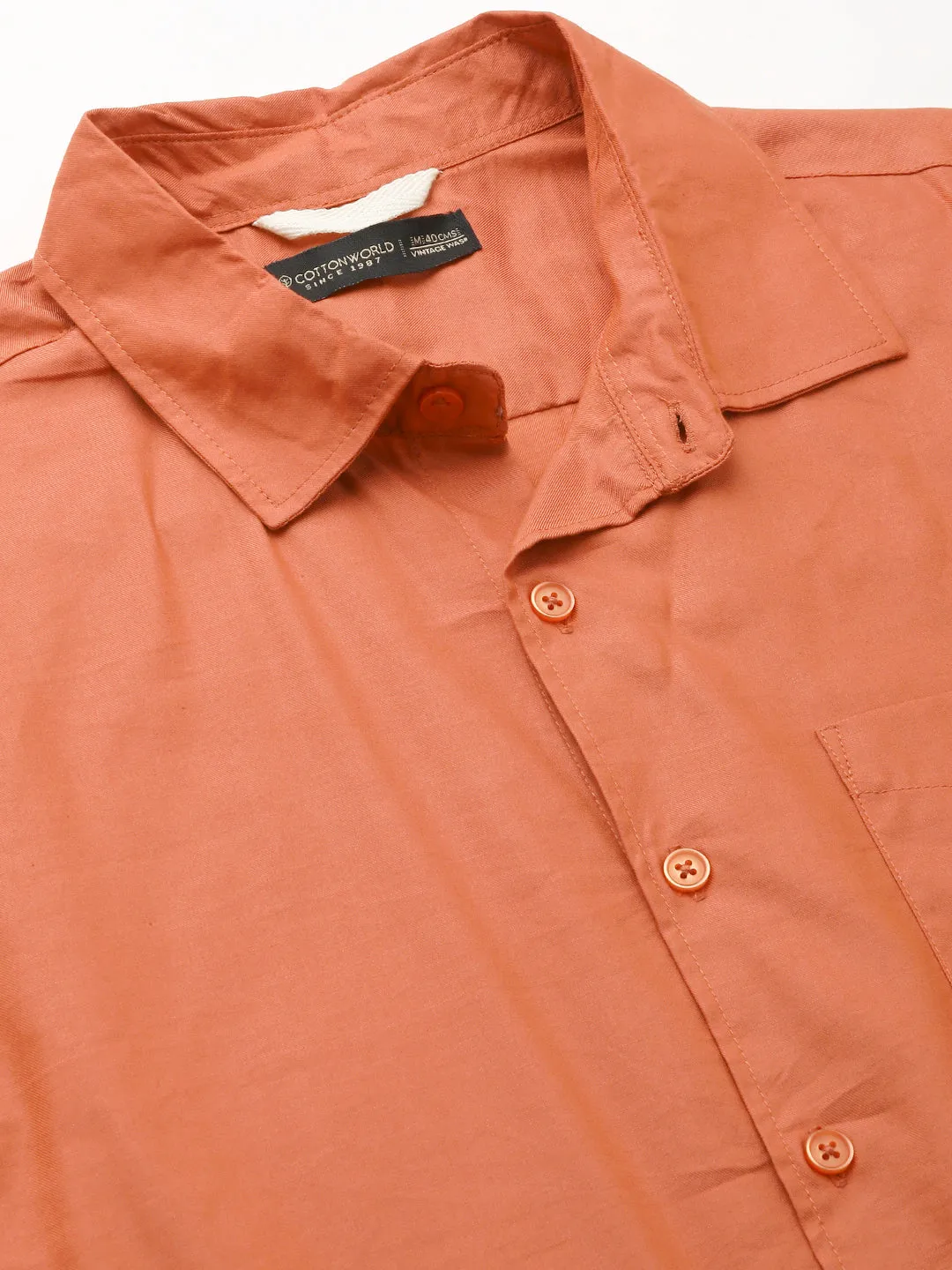 Men's Brick Cotton Modal Loose Fit Shirt