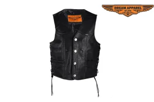 Mens Leather Vest With Buffalo Nickel Snaps