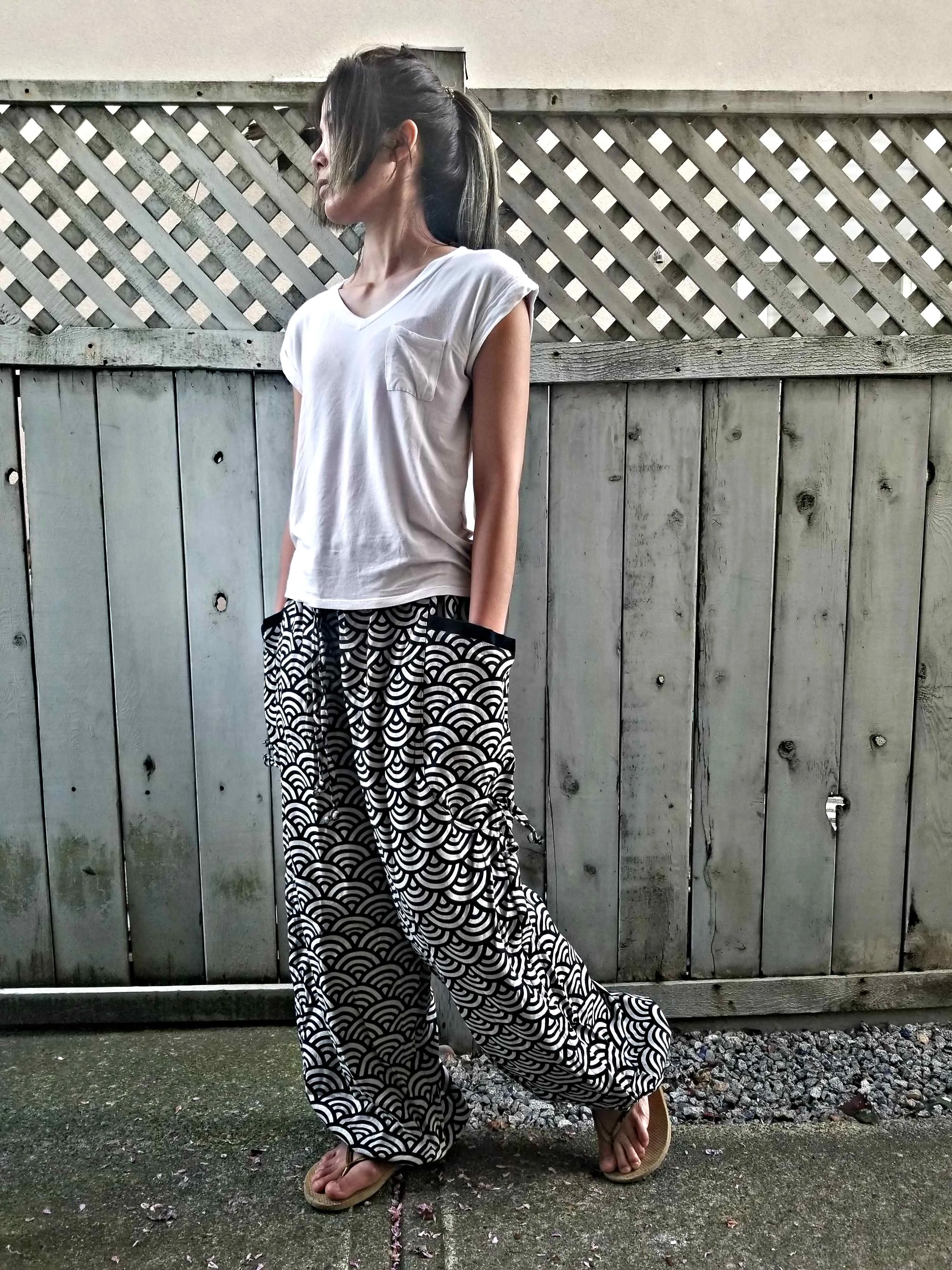 New Design Sashiko Waves Comfy Pants