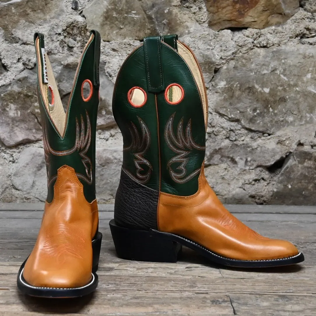 Olathe Men's Rough Stock 12" Western Boot In Dark Green W/Elephant Counter