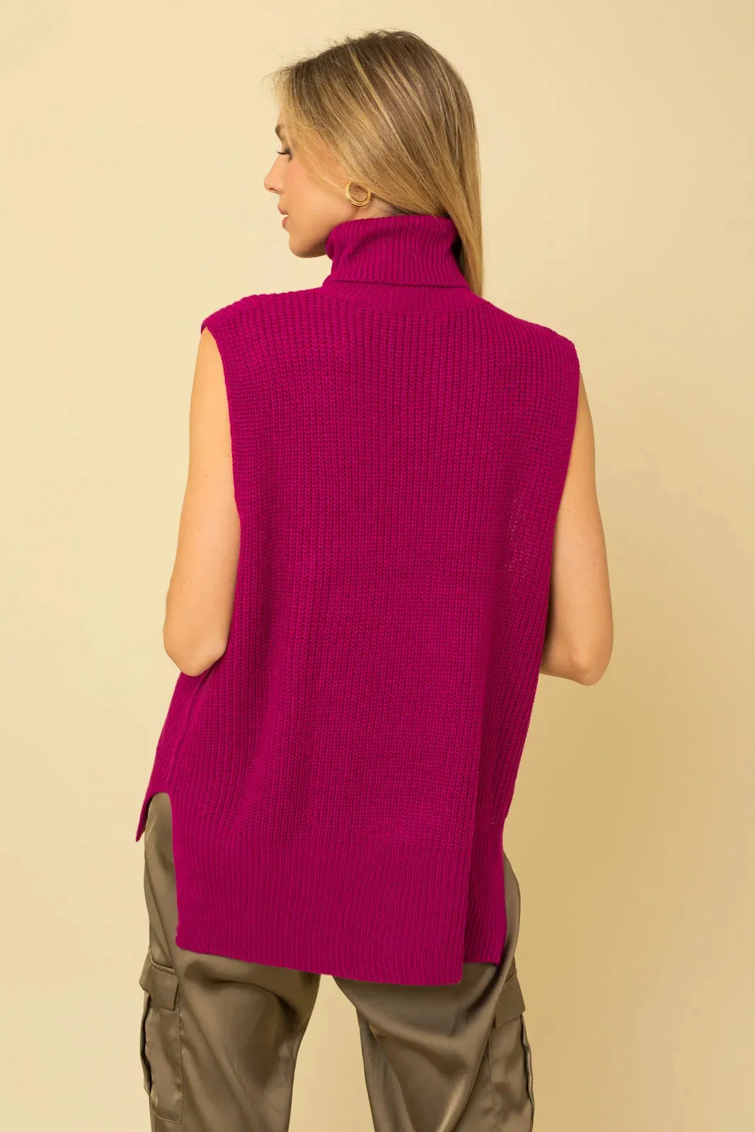 Oversized Fit Turtleneck Cozy Sweater Vest