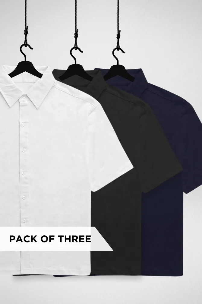 Pack of 3 Oversized Shirts White, Black and Navy Blue