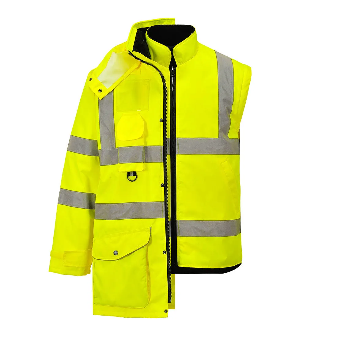 Portwest US427 Hi-Vis Yellow Reflective 7-in-1 Traffic Safety Work Jacket ANSI