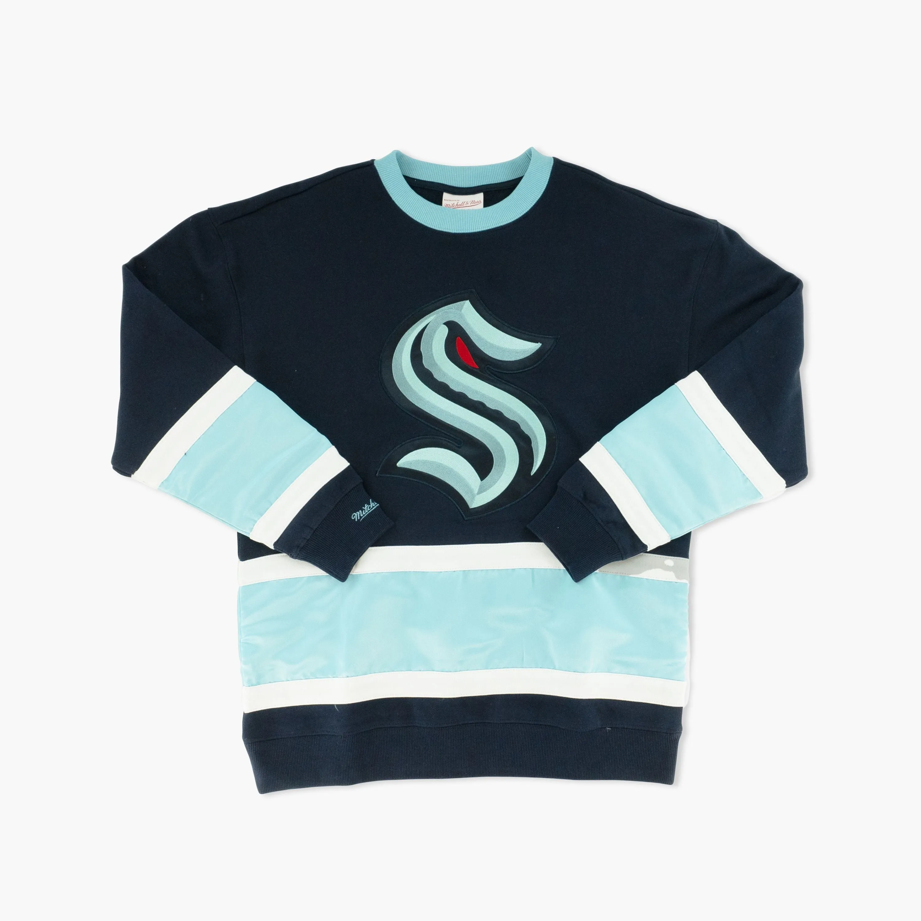 Seattle Kraken Satin Stripe Fleece Crewneck