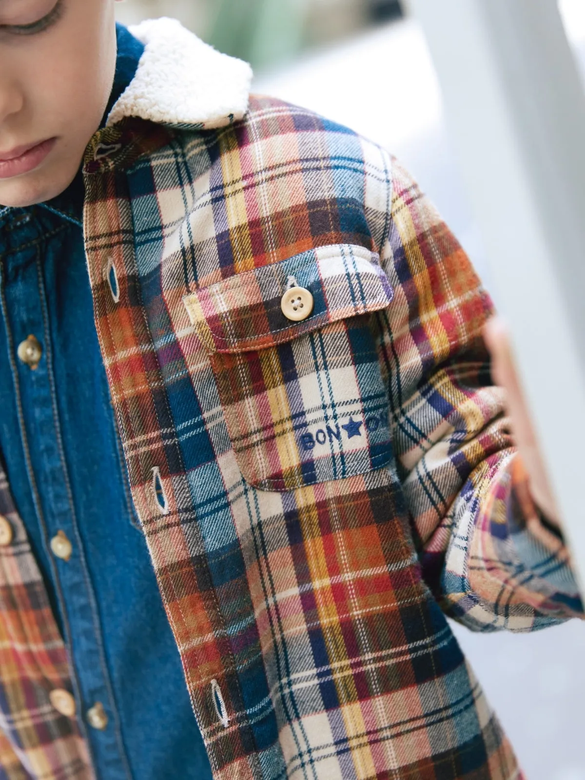 Sherpa Collar Plaid Jacket