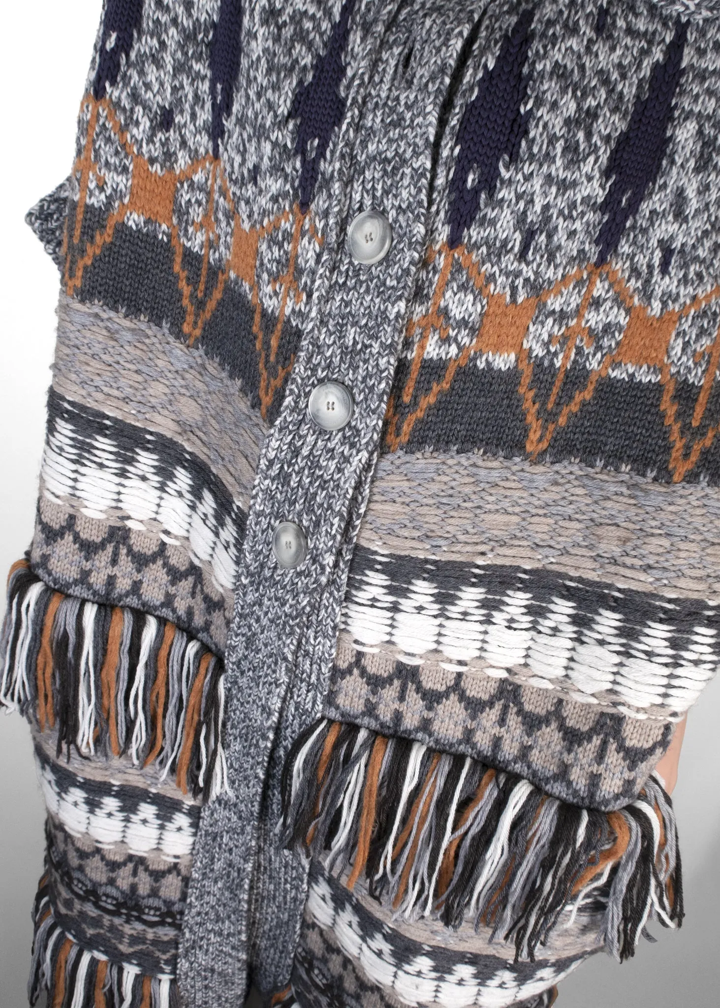 Stella McCartney Fairisle Fringed Knitted Long Cape