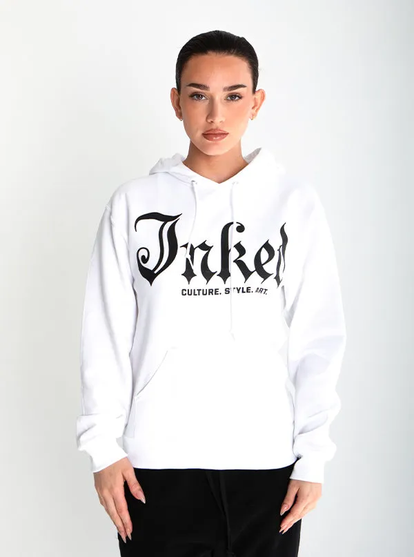 Unisex Inked Mag Logo Hoodie - White