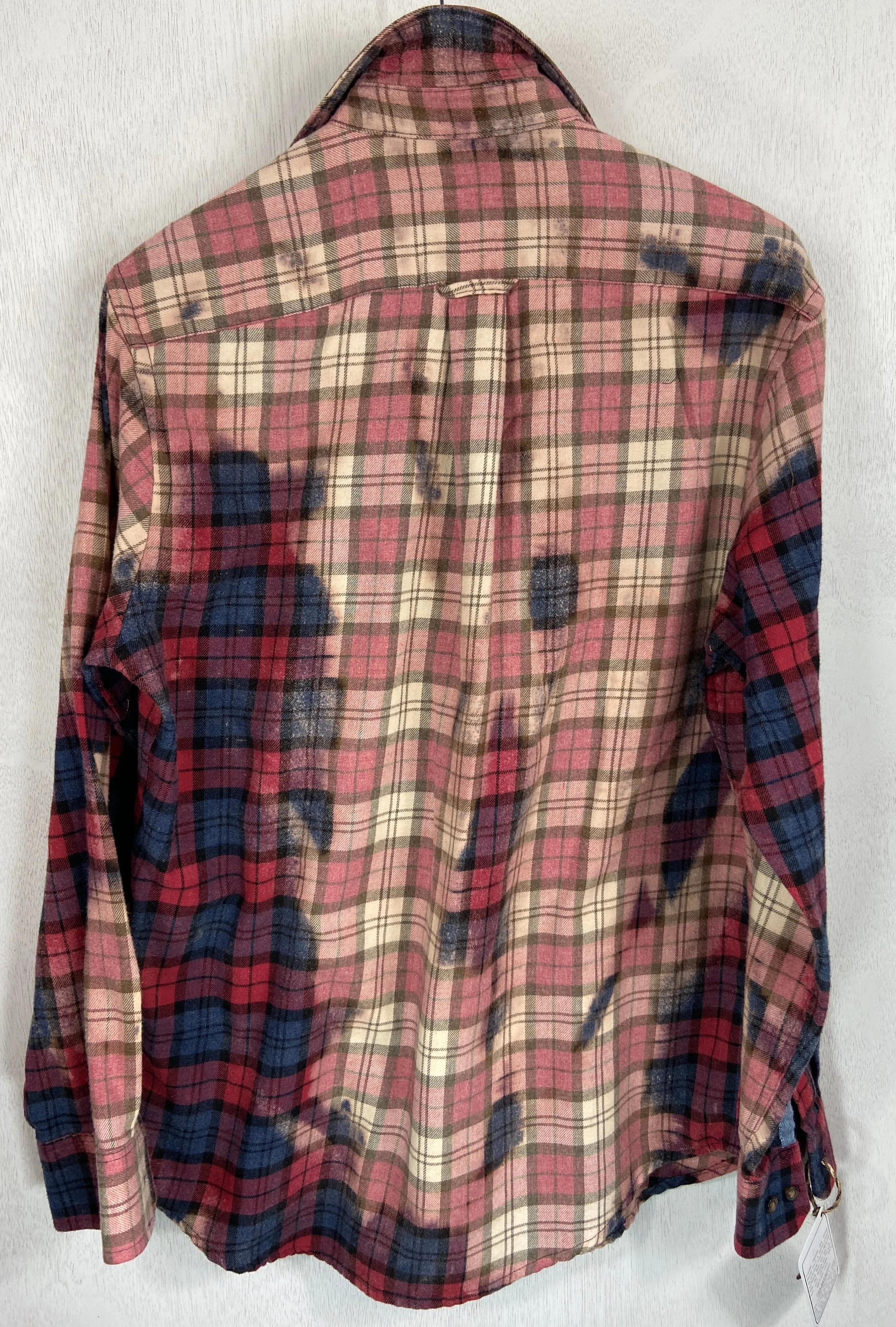 Vintage Red, Navy Blue and Dusty Rose Flannel Size Medium