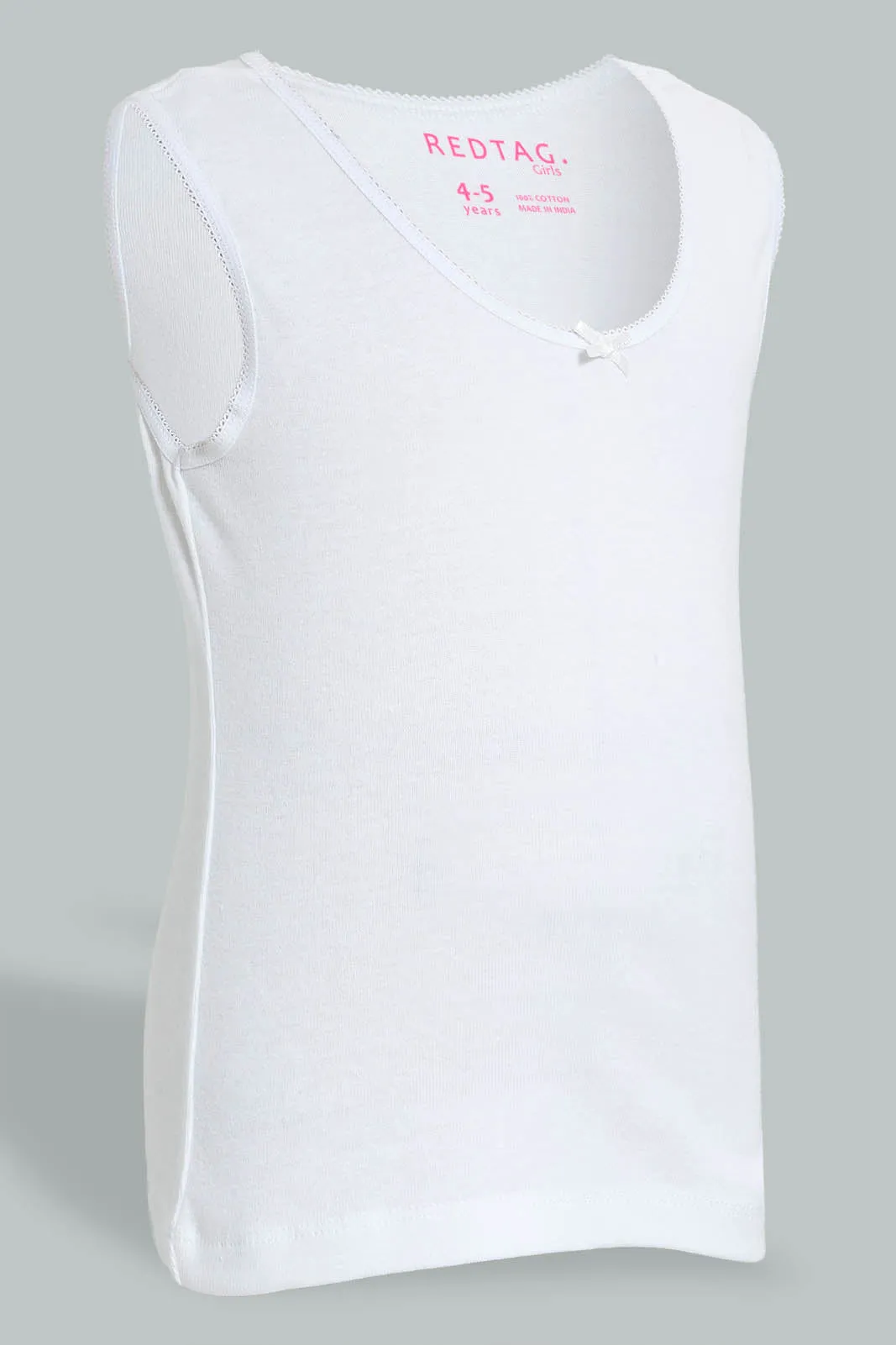 White Basic Vest For Girls (Pack of 2)