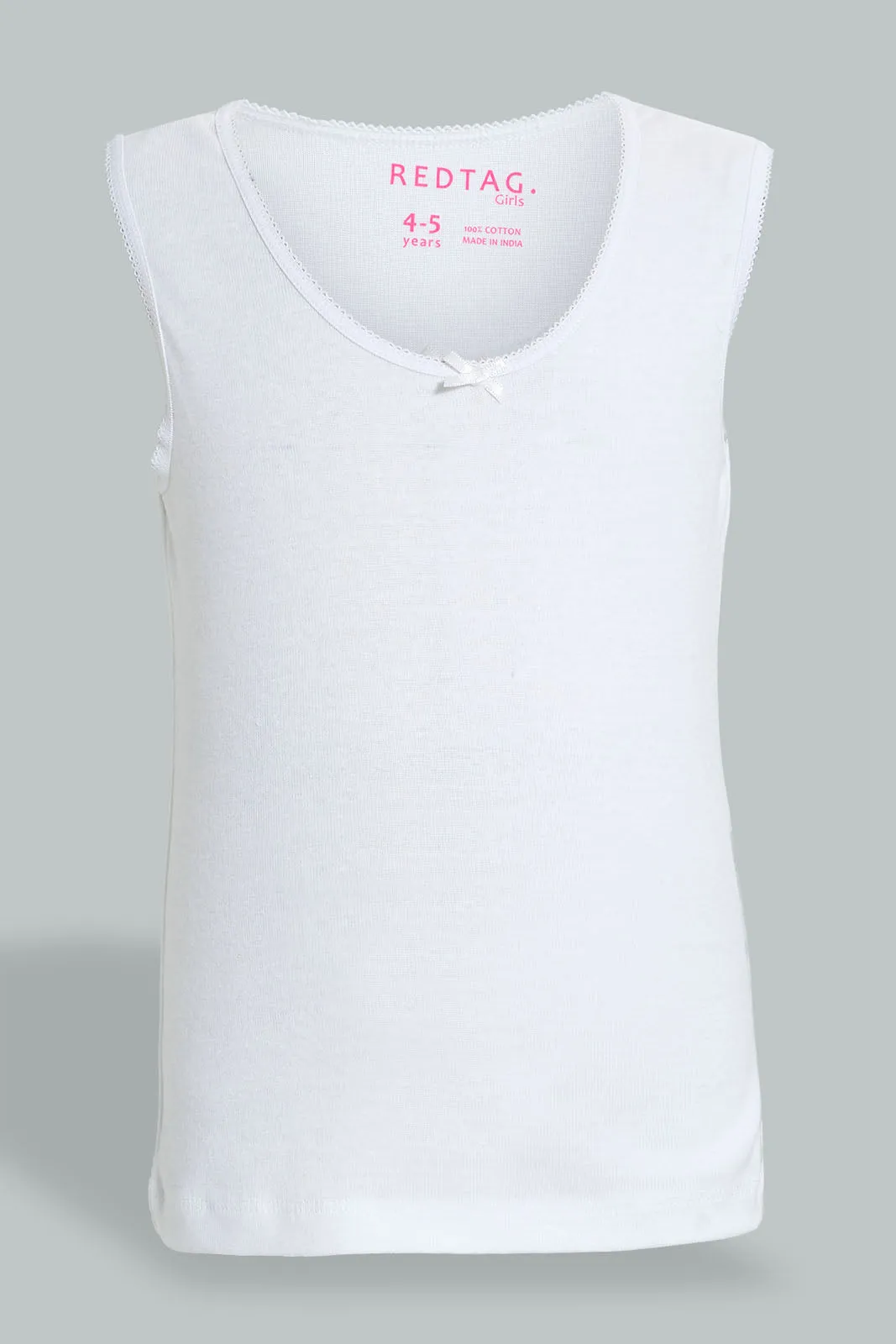 White Basic Vest For Girls (Pack of 2)