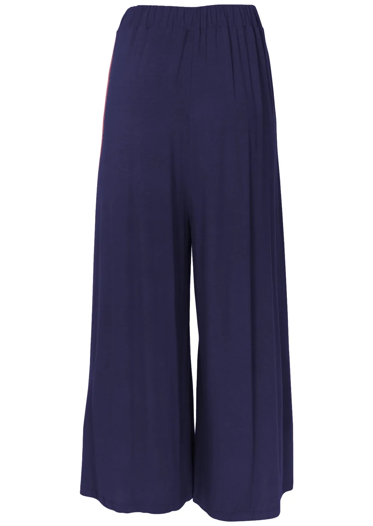 Wide Leg Stretch Pocket Pants Navy Blue