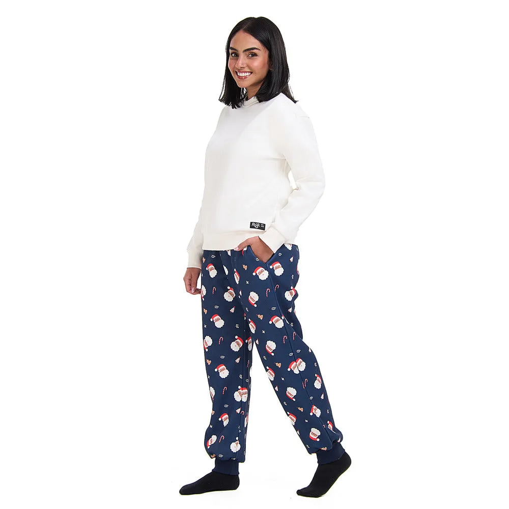 Women Winter Pajama Set Off White Sweatshirt   Christmas Pants