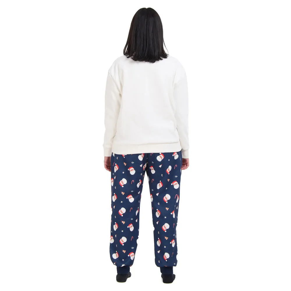 Women Winter Pajama Set Off White Sweatshirt   Christmas Pants