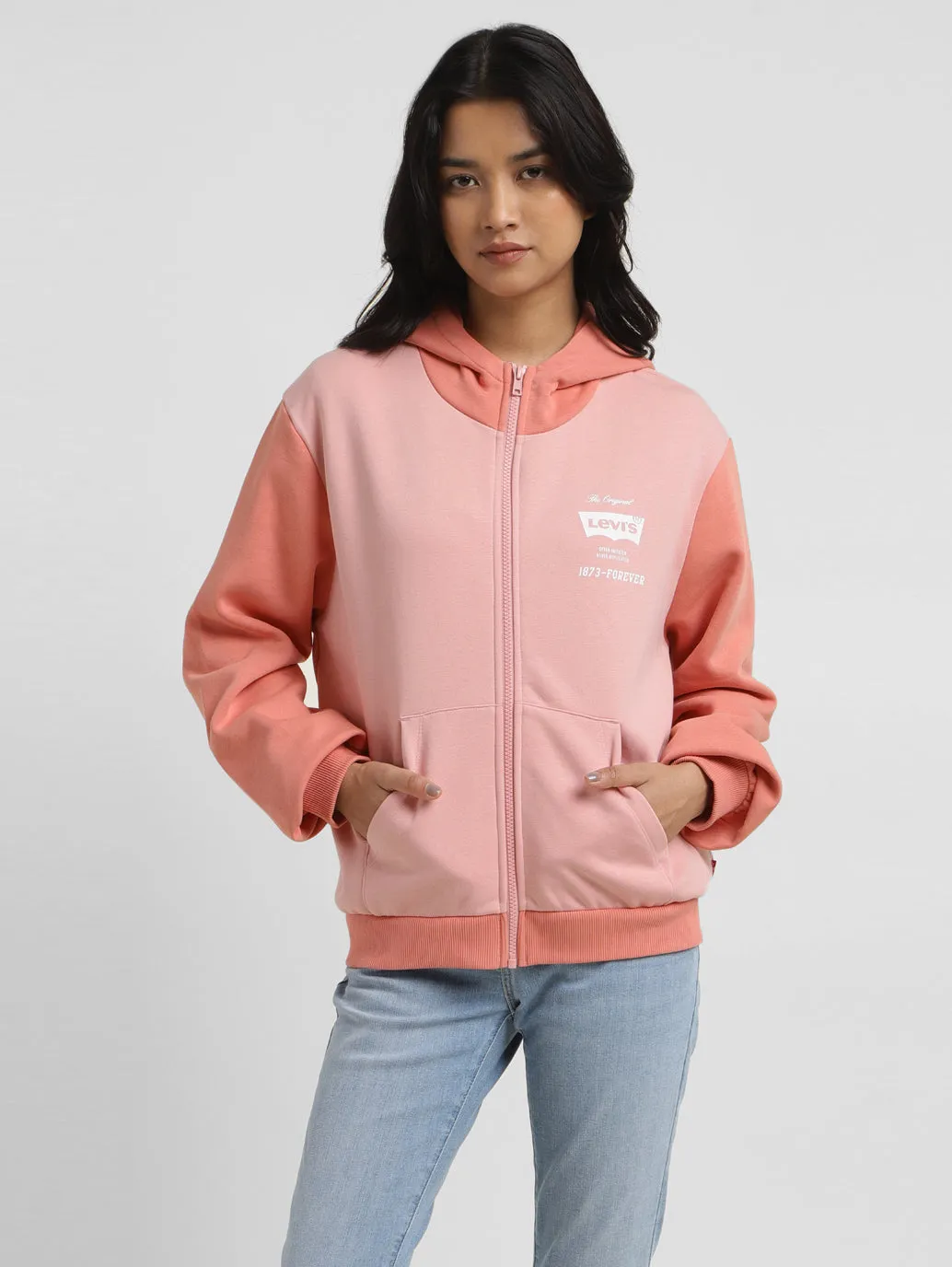 Women's Colorblock Orange Hooded Sweatshirt