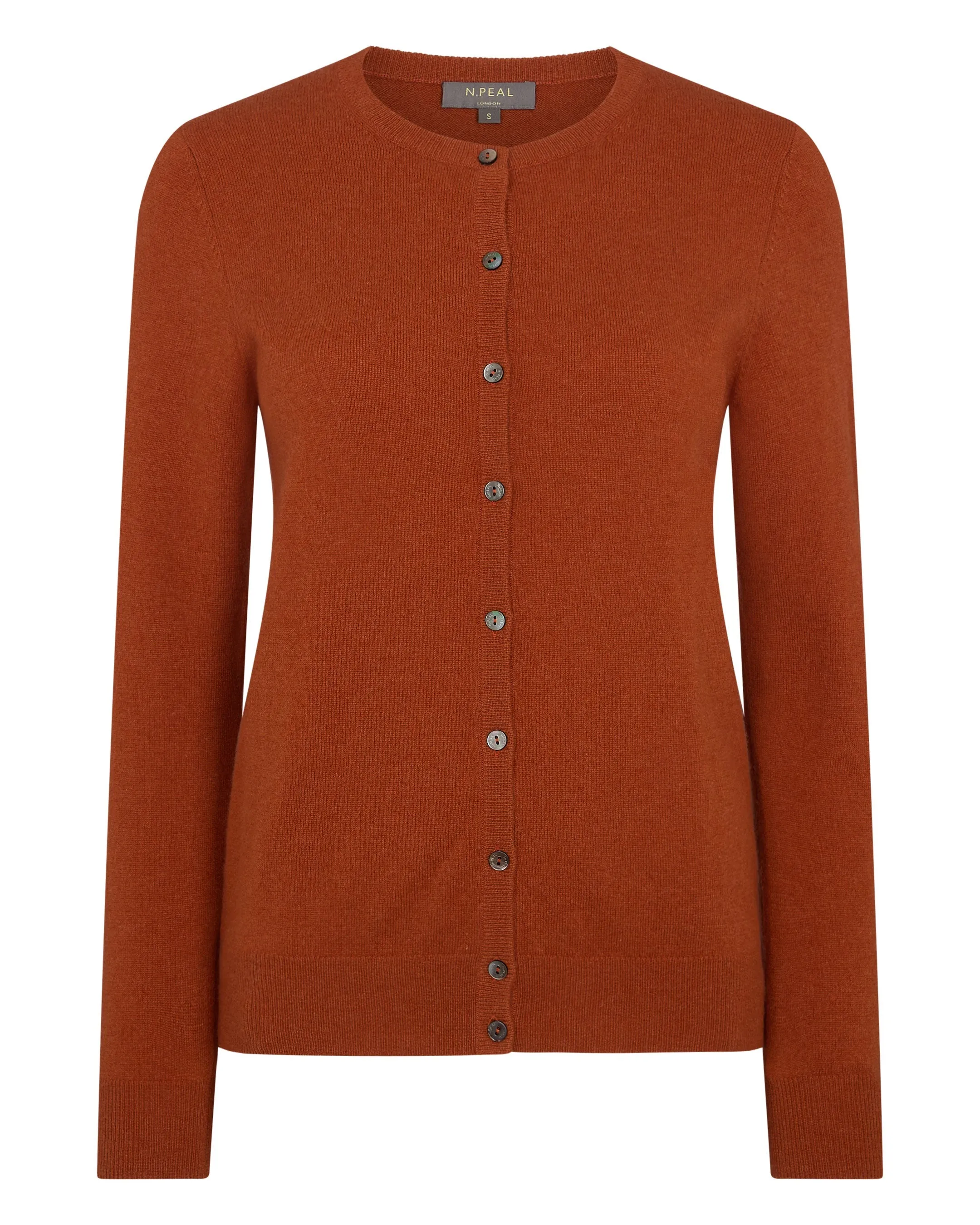 Women's Olivia Round Neck Cashmere Cardigan Rust Orange