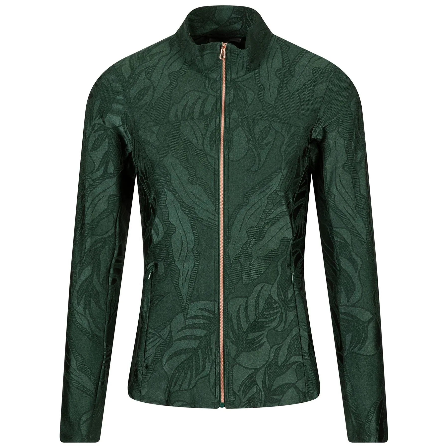 Womens Textured Full Zip Layering Green - SS23